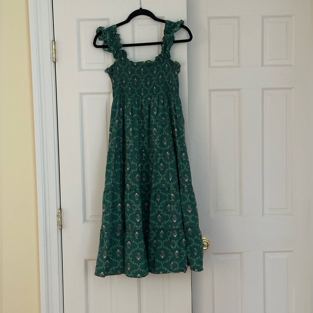 Hill House The Ellie Nap Dress Emerald Trellis - Picture 2 of 7
